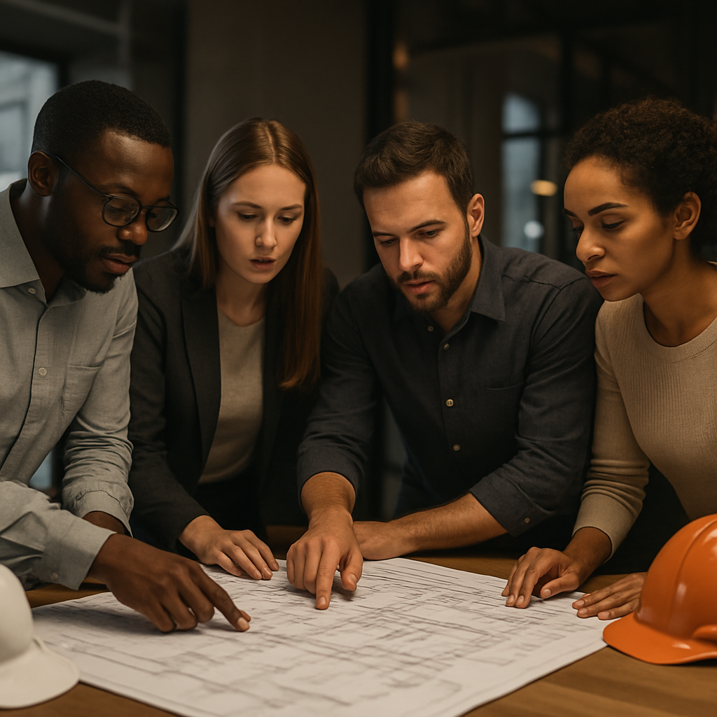 AR Trading International engineering team reviewing project plans